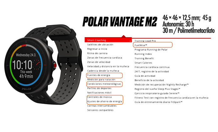 Polar Vantage M2 - reloj deportivo - ritmo cardíaco y GPS integrado marron