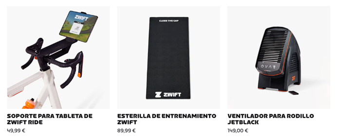 Accesorios disponibles de la zwift ride
